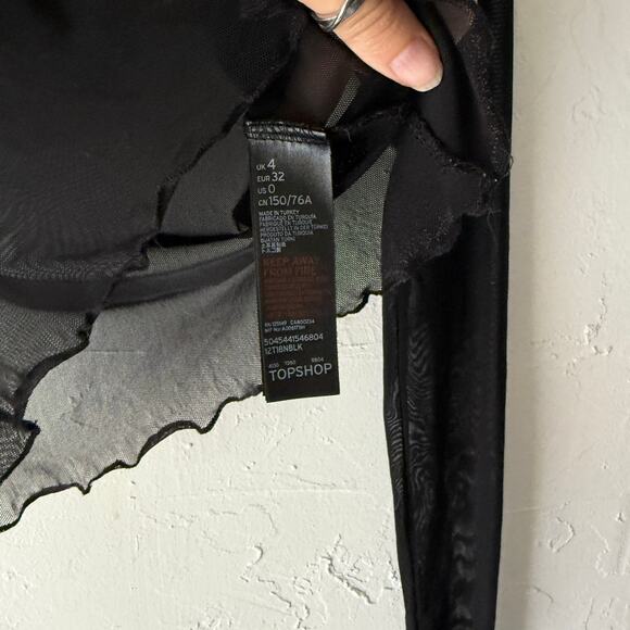 Topshop Tee and Cake Flame Sequin Sheer Mesh Top Size XS Rave Festival Y2K - Picture 4 of 7